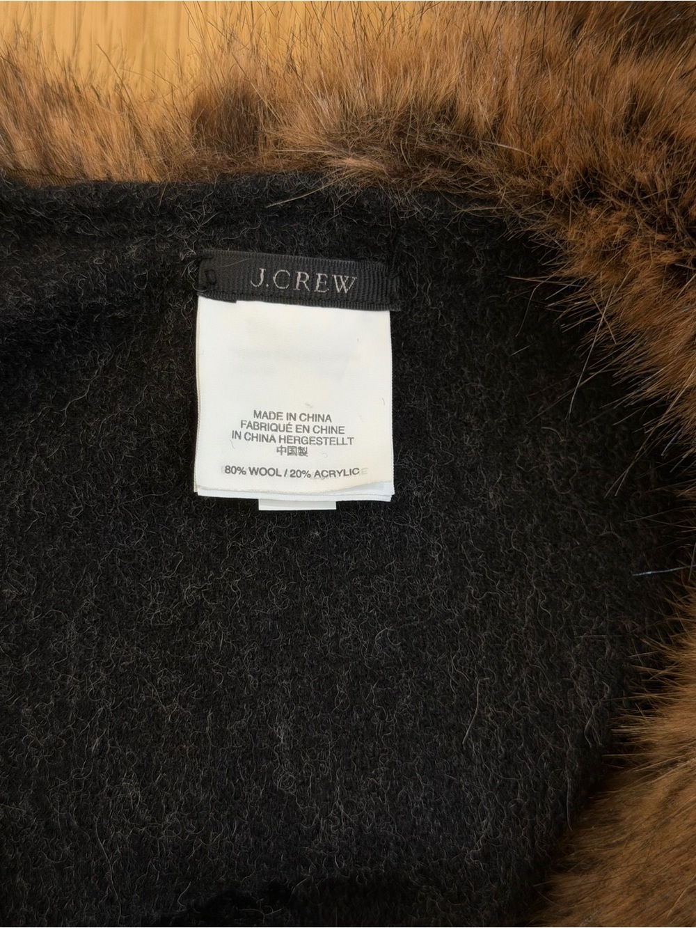 J.Crew Wool Poncho Cape Faux-Fur Collar Fringe One Size H3797 - Picture 2 of 3